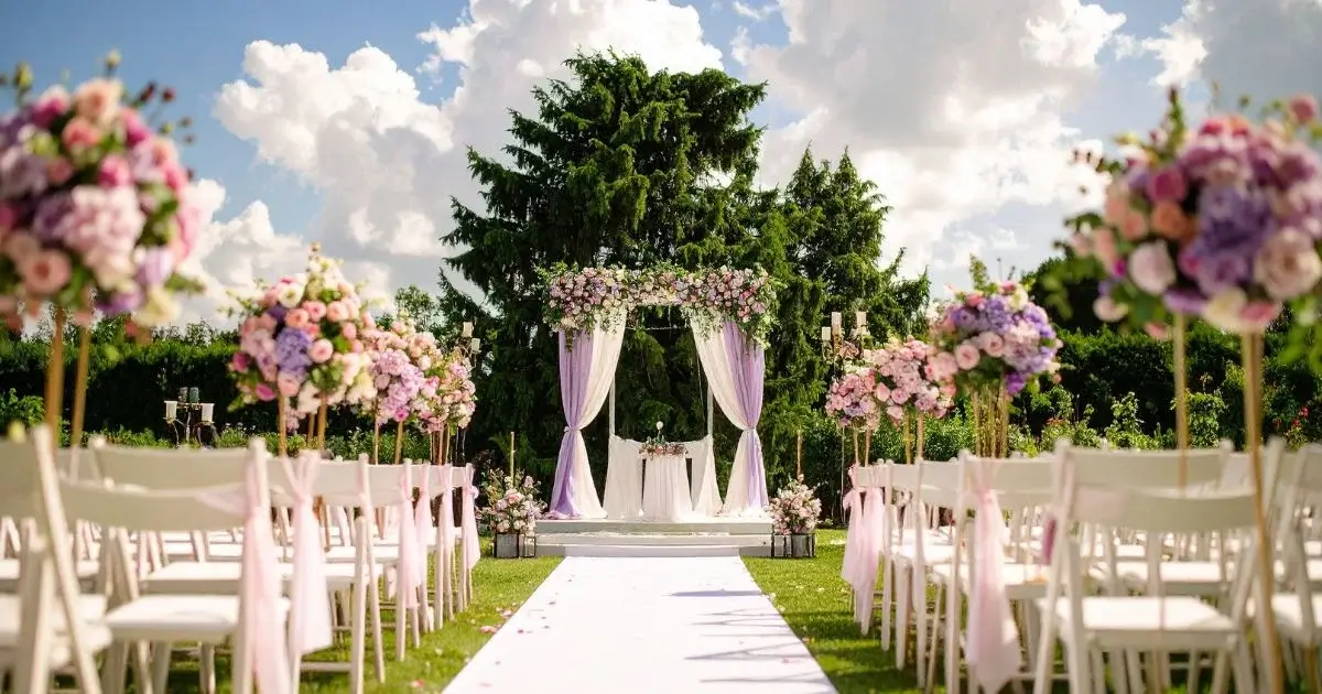 Elegant outdoor wedding ceremony setup